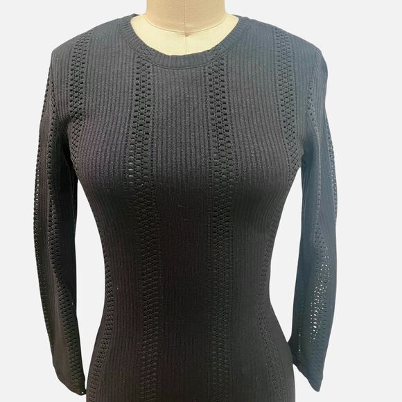 Rag & Bone Ribbed Stretch Black Bodycon Long Sleeve Dress Size 2 - Picture 4 of 9